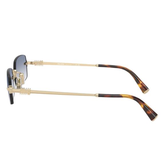 New MIU MIU Sunglasses Gold Blue Gradient Rectangle Square MIU MIU - Picture 3 of 6